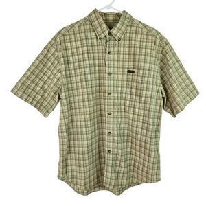 Carhartt Men's Green and Brown Plaid Button Down Shirt Size L